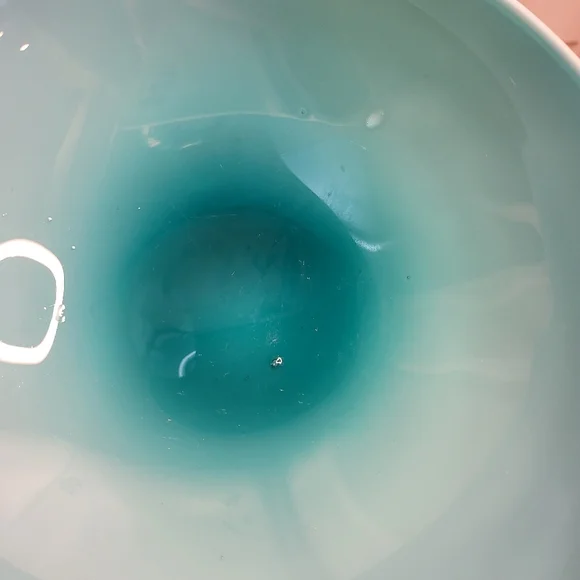 Beautiful Turquoise TEAL EMPOLI CASED GLASS PEDESTAL CANDY DISH - Picture 4 of 16